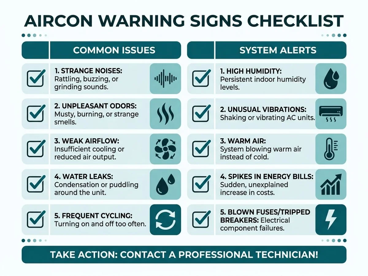 Aircon warning signs checklist for homeowners