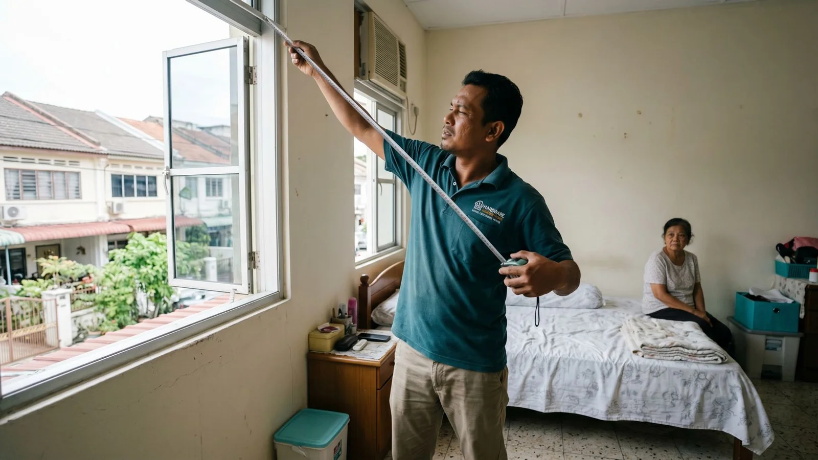 Measuring a Penang bedroom for a new aircon