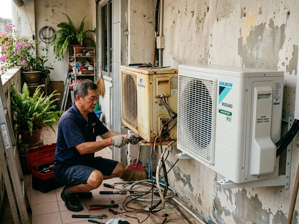 Old aircon traded in for a new inverter upgrade