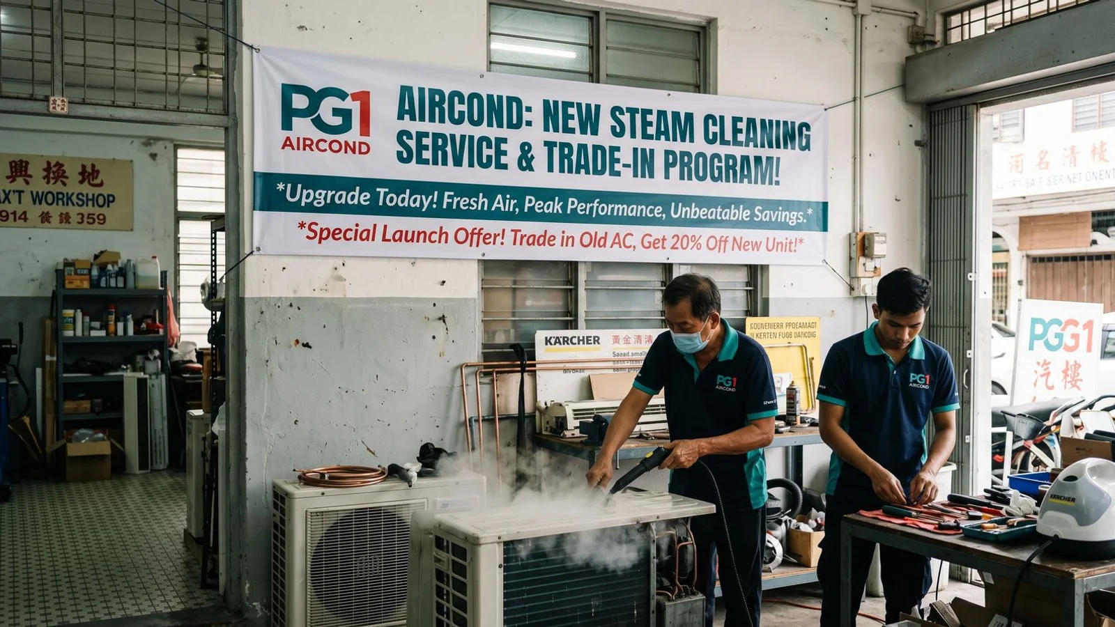 PG1 Aircond announces steam cleaning and trade-in