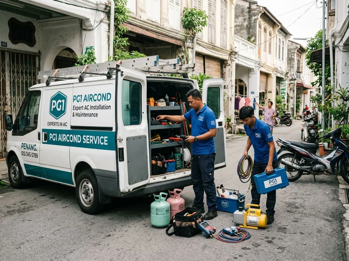 PG1 Aircond service vans and tools