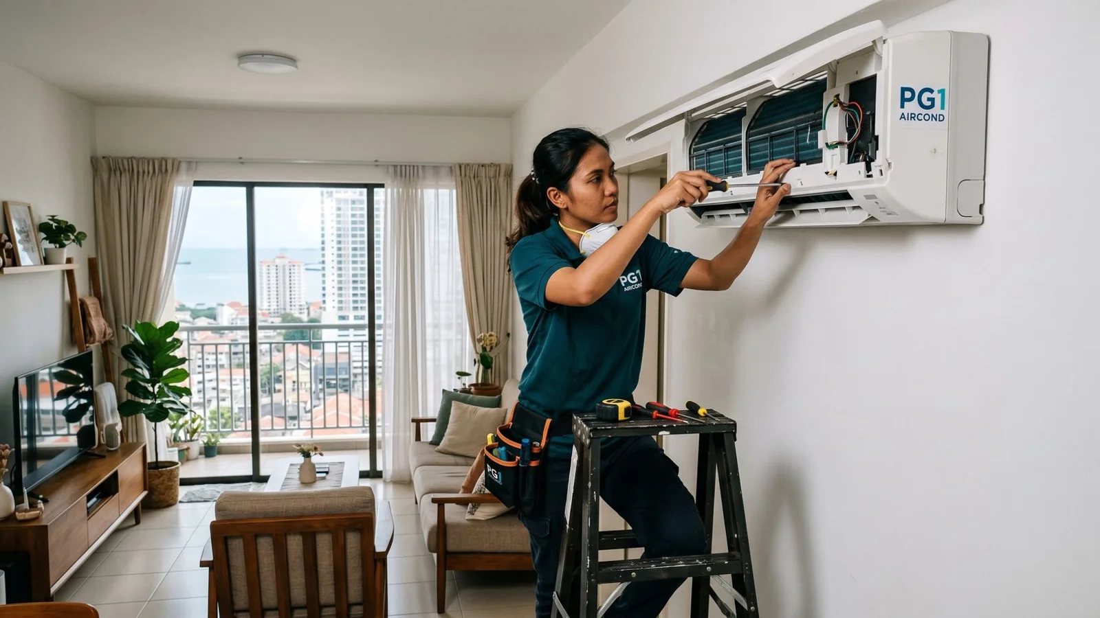 PG1 Aircond service team in Penang