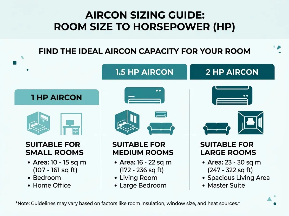 Room-size to HP sizing chart