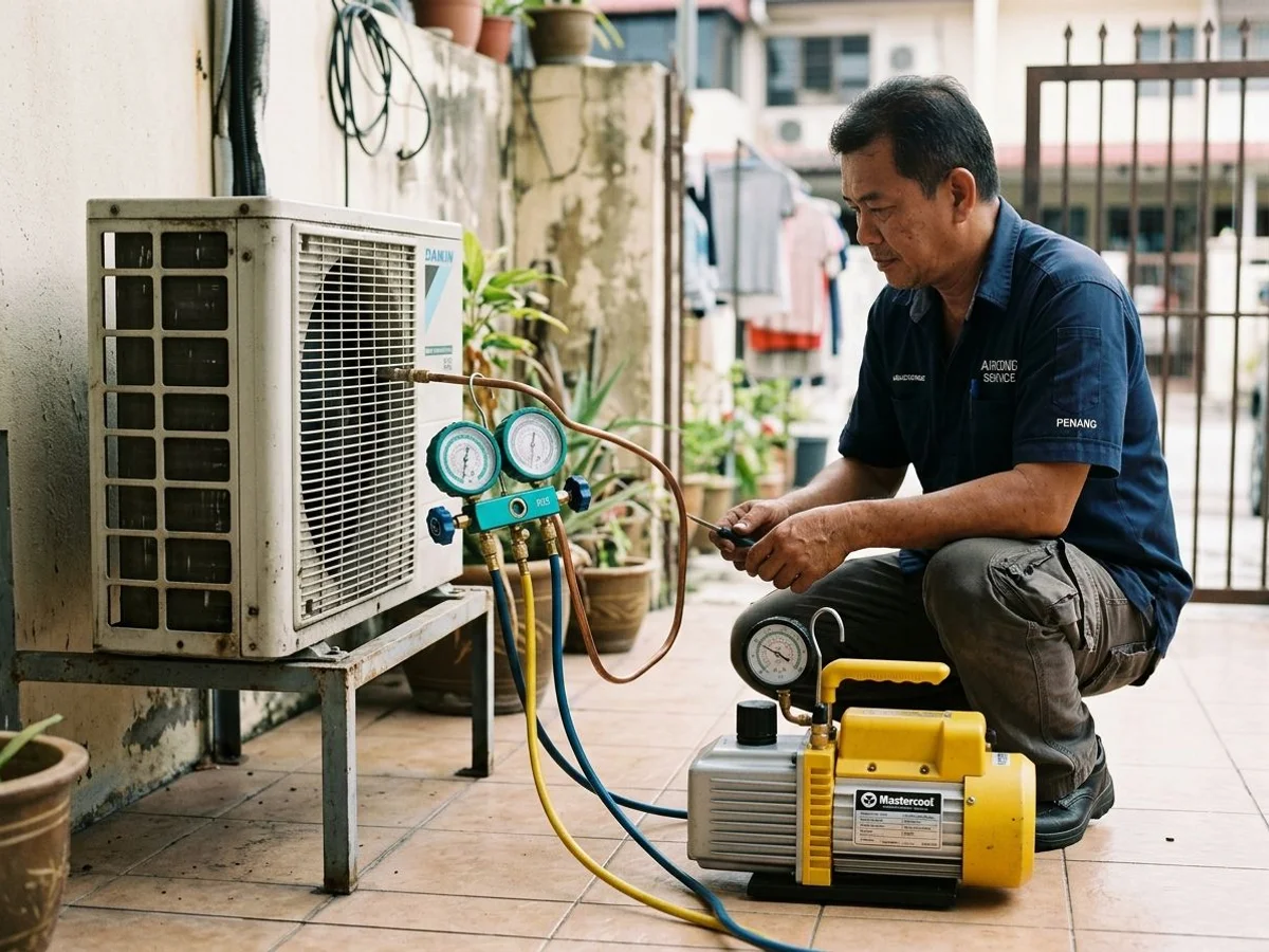 Vacuum pump pulling moisture and air from the line
